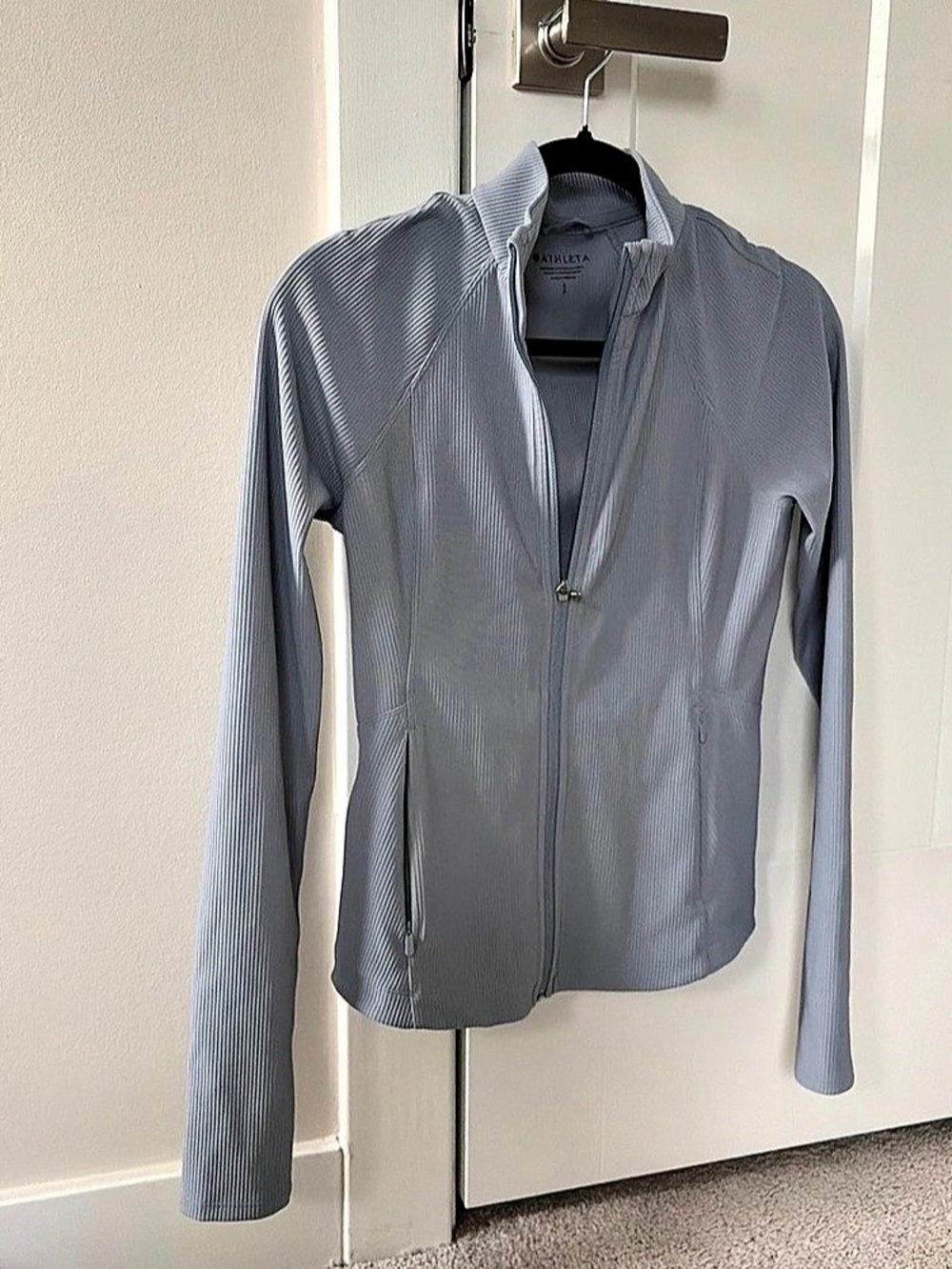 Athleta Salutation Ribbed Jacket Blue
